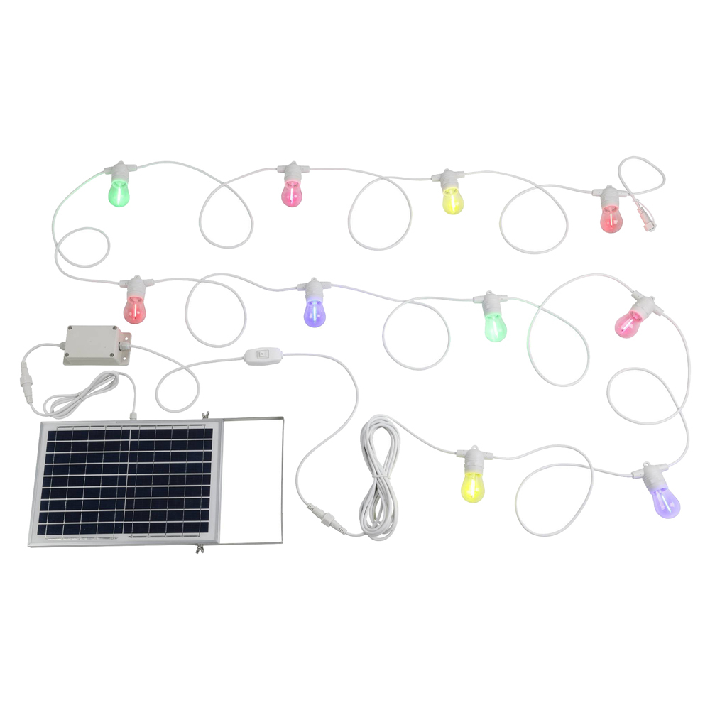 Multi-Colour LED Maxwell Fixed Festoon Lights with Solar Kit