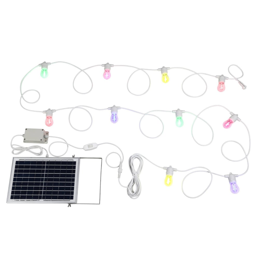 Multi-Colour LED Nikola Fixed Festoon Lights with Solar Kit