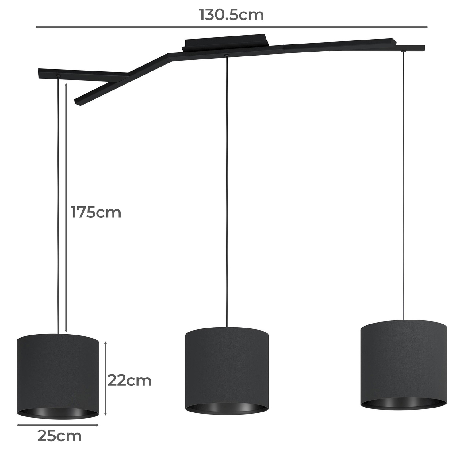 Balnario 3 Light Steel & Cotton Pendant