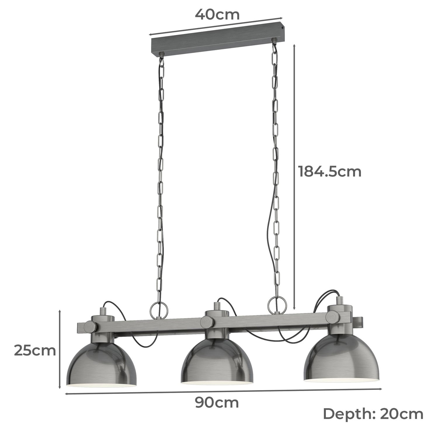 Lubenham 3 Light Steel Pendant