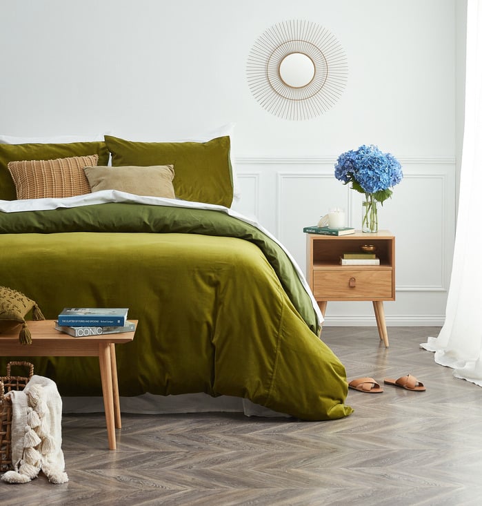 Vintage Design Homewares Cotton Velvet Quilt Cover Set Mossy Road King