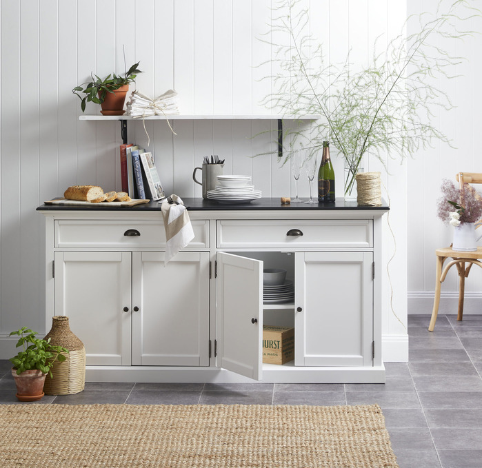 Temple & ster Black Top Hamptons Large Sideboard Buffet