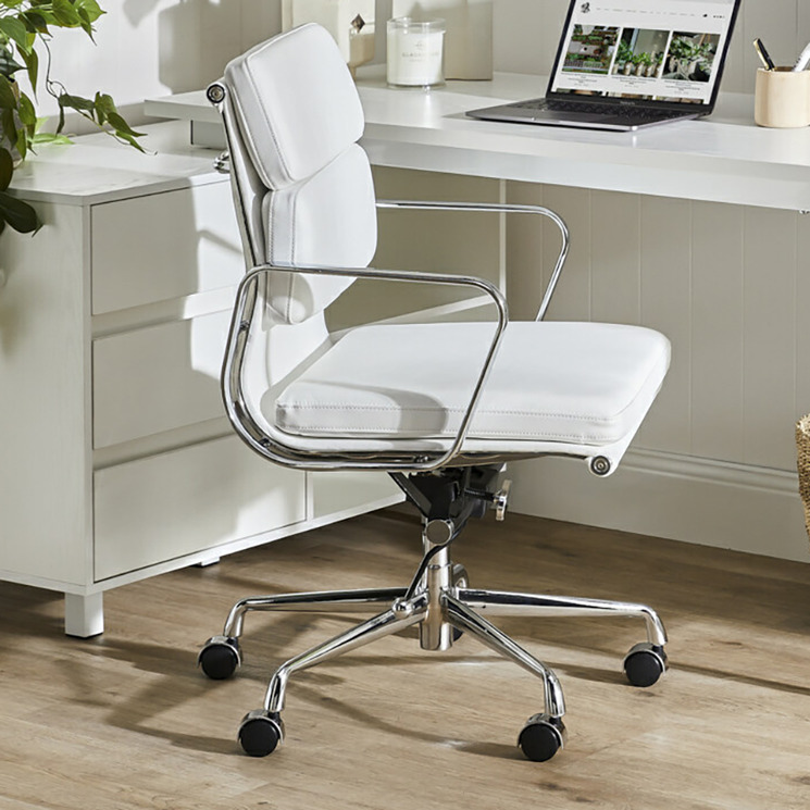 modway pillow office chair in white