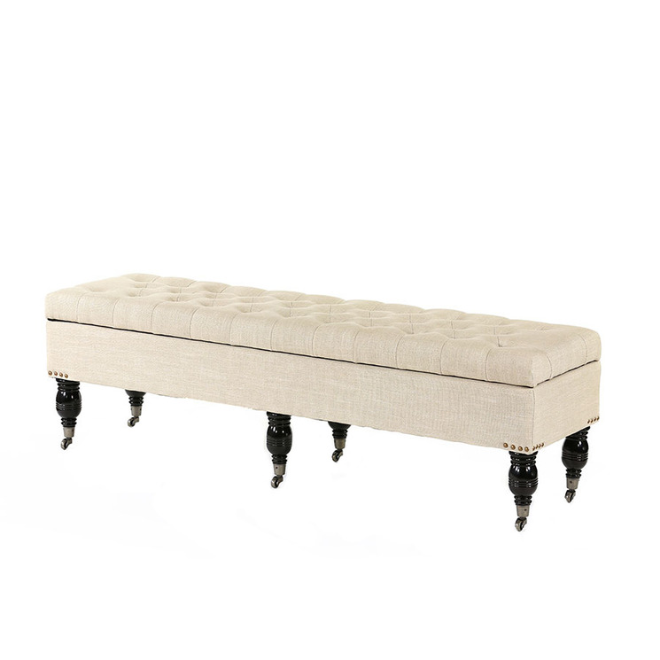 Hyde Park Home Large Latte Ruby Storage Dressing Bench | Temple & Webster