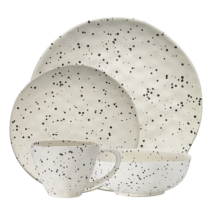 Ecology 24 Piece Polka Ecology Speckle Stoneware Dinner Set Temple