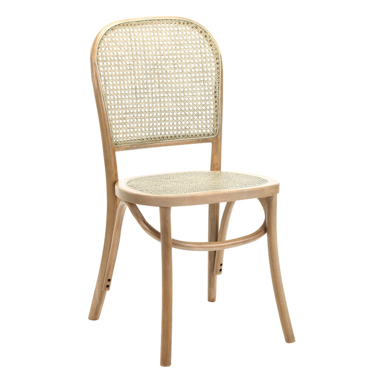 Luca Beech Rattan Dining Chairs, White Wood And Rattan Dining Chairs
