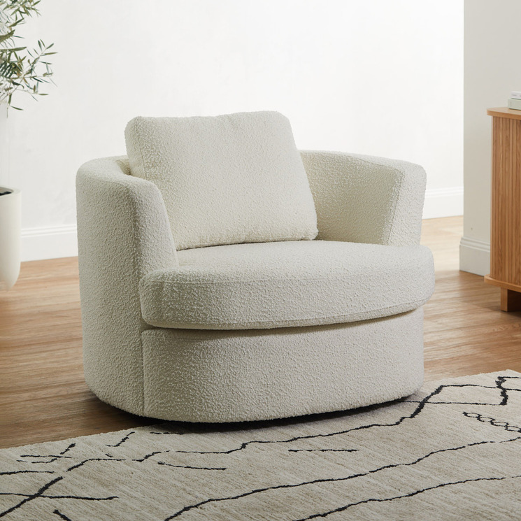 Temple & Webster Killian Boucle Swivel Armchair