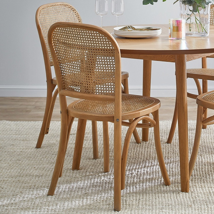 Temple & Webster Luca Beech & Rattan Dining Chairs