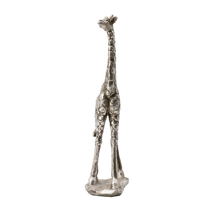 Giraffe Statue Ornament Silver Animal Figurine Sculpture Standing Large 35cm 