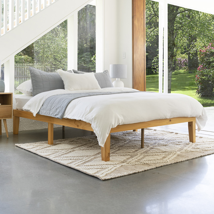 Natural Belvedere Wooden Bed Frame, Simple Bed Frame King Size Dimensions In Cms