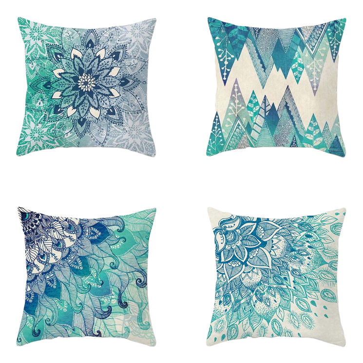 4 Piece Aqua Turquoise Microfibre Cushion Covers