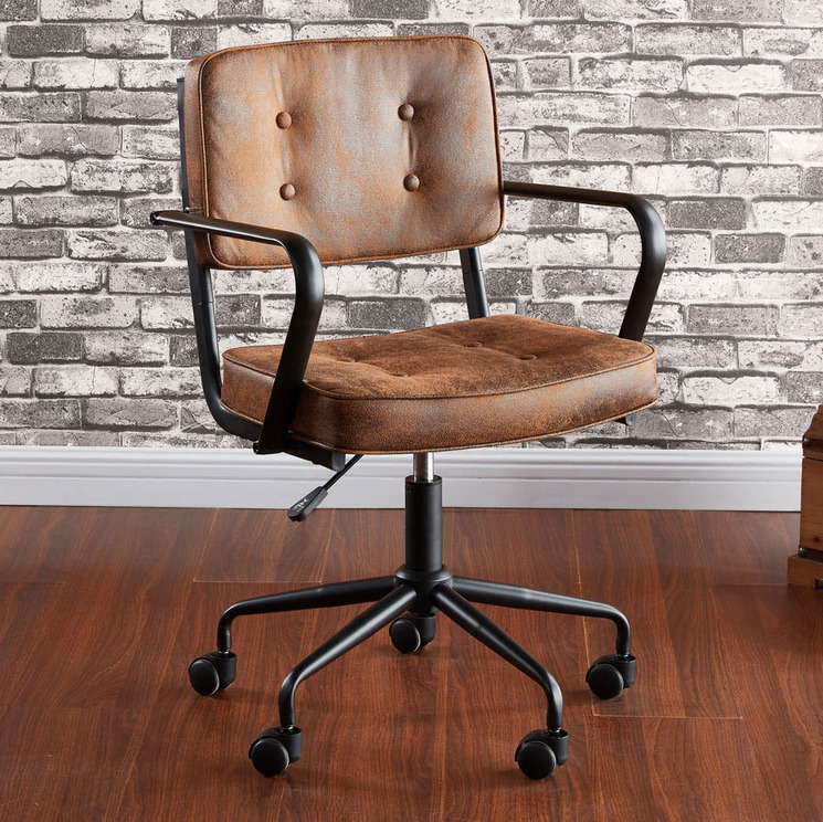 Webster Hugo Retro Home Office Chair, Real Leather Office Chair Canada