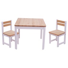 TikkTokk Little Boss Square 2 Seater Pine Wood Table & Chairs Set