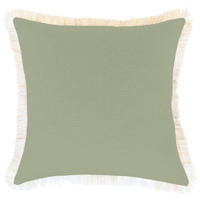 Solid Coastal Fringed Square Outdoor Cushion