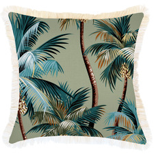 Palm Trees Fringed Square Outdoor Cushion