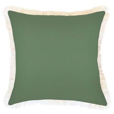 Fringed Coastal Solid Indoor/Outdoor Cushion