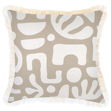 Fringed Coastal Abstract Indoor/Outdoor Cushion