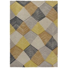 Mustard & Grey Harlequin Rhythm Hand-Tufted Wool Rug
