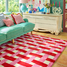 Coral Harsr Basket Weave Hand-Tufted Wool Rug