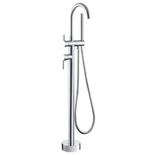 Kaya Chrome Floor Mounted Bath Mixer With Hand Shower