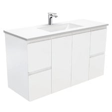 Vanessa Fingerpull 1200mm Satin White Wall Hung Vanity Unit
