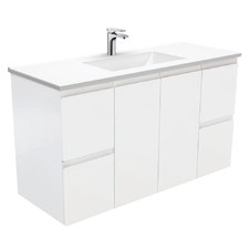 Vanessa Fingerpull Satin White Wall Hung Vanity Unit