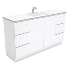 Vanessa Fingerpull 1500mm Gloss White Floor Standing Vanity