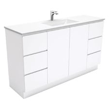 Vanessa Fingerpull 1500mm Gloss White Freestanding Vanity