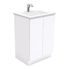 60cm Vanessa Fingerpull Gloss White Floor Standing Vanity Unit