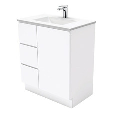 Vanessa Fingerpull 750mm Gloss White Freestanding Vanity Unit