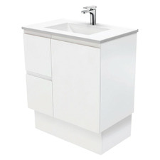 75cm Vanessa Fingerpull Satin White Floor Standing Vanity Unit