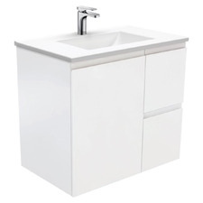 Vanessa Fingerpull 750mm Satin White Wall Hung Vanity