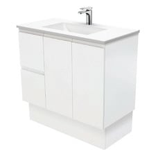 Vanessa Fingerpull 900mm Satin White Freestanding Vanity