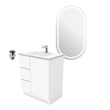 Vanessa 750mm Floormount Vanity package with Oval LED Mirror