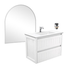Vanessa 900mm Wall Hung Vanity Package with Arched Mirror