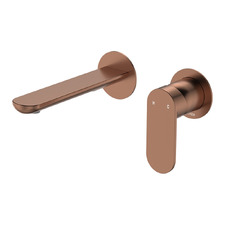 Empire Slim 160mm Brushed Copper Round  Bath/Basin Wall Mixer Set