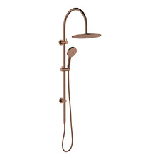 Empire Slim Brushed Copper Gooseneck Twin Shower