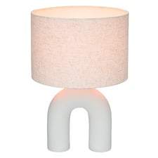 Brockton White Ceramic & Linen Table Lamp