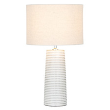Roche White Ceramic & Linen Table Lamp