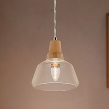 Venice Rubberwood & Glass Pendant Light