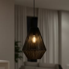 Dayton Steel & Rattan Pendant Light