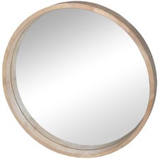Natural Cooper Round Wooden Wall Mirror