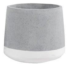 White Banded Concrete Planter