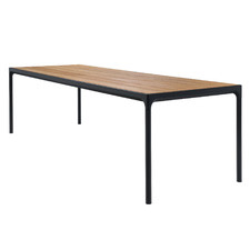 Black Four Metal & Bamboo Outdoor Dining Table