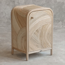 Victoria Pine Wood & Rattan Bedside Table