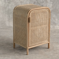 Cameron Pine Wood & Rattan Bedside Table