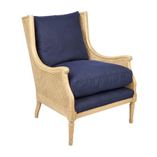 Navy Brena Cane Accent Chair