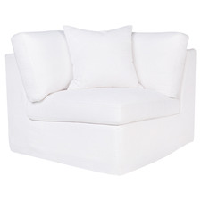 White Cayman Linen-Blend Slipcover Corner Chair