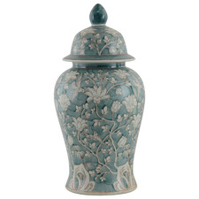 Tall Delphia Porcelain Temple Jar