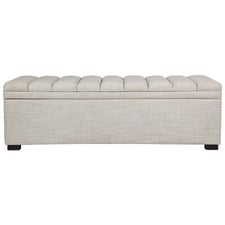 Off-White Pelee Upholstered Storage Ottoman
